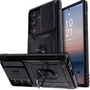 iPhone 14 Pro Max Black Rugged Phone Case with Kickstand